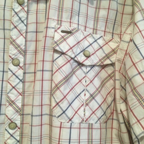 Scotch & Soda 3/4 Sleeve Check Windowpane Stacked Sleeve Pearl Snap Shirt - Picture 4 of 13